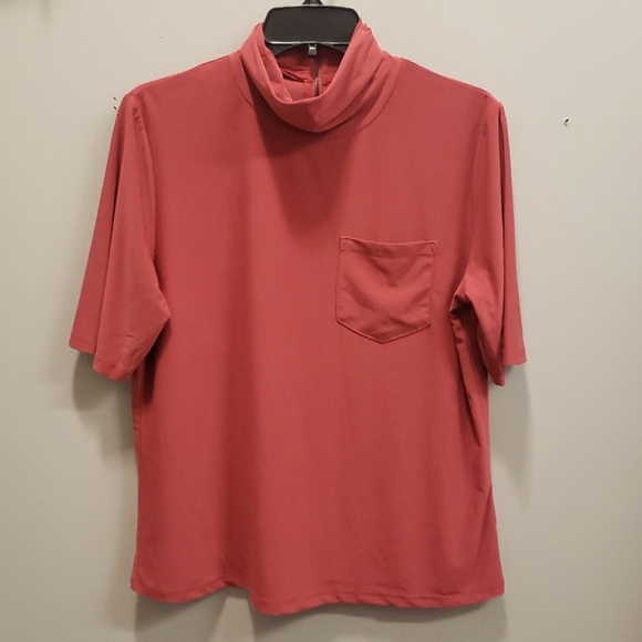 Jones New York Tops - Jones New York NWT Cabernet Short Sleeve, Zip Back Cowl Top, L